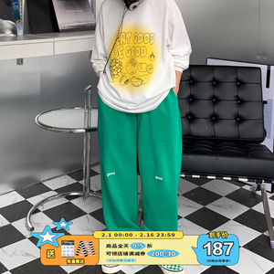 美好商店MeihaoStore多色good刺绣春季卫裤抽绳纯棉休闲裤情侣款