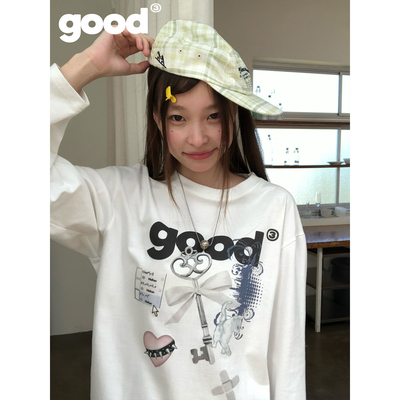 美好商店MeihaoStore「古早旧物」good梦幻旧物拼贴印花长袖T恤