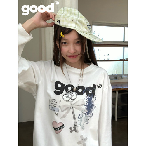 美好商店MeihaoStore「古早旧物」good梦幻旧物拼贴印花长袖T恤