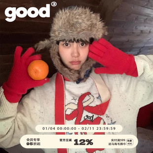 美好商店MeihaoStore苹果皮化身小围巾魔术苹果圆领套头毛衣