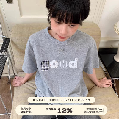美好商店MeihaoStore简约不失质感的Good贴布绣宽松基础短袖T恤