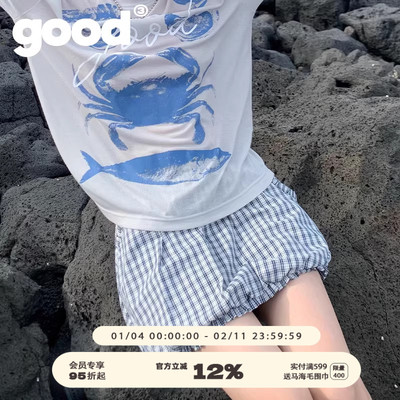 美好商店荷叶边格纹短裙