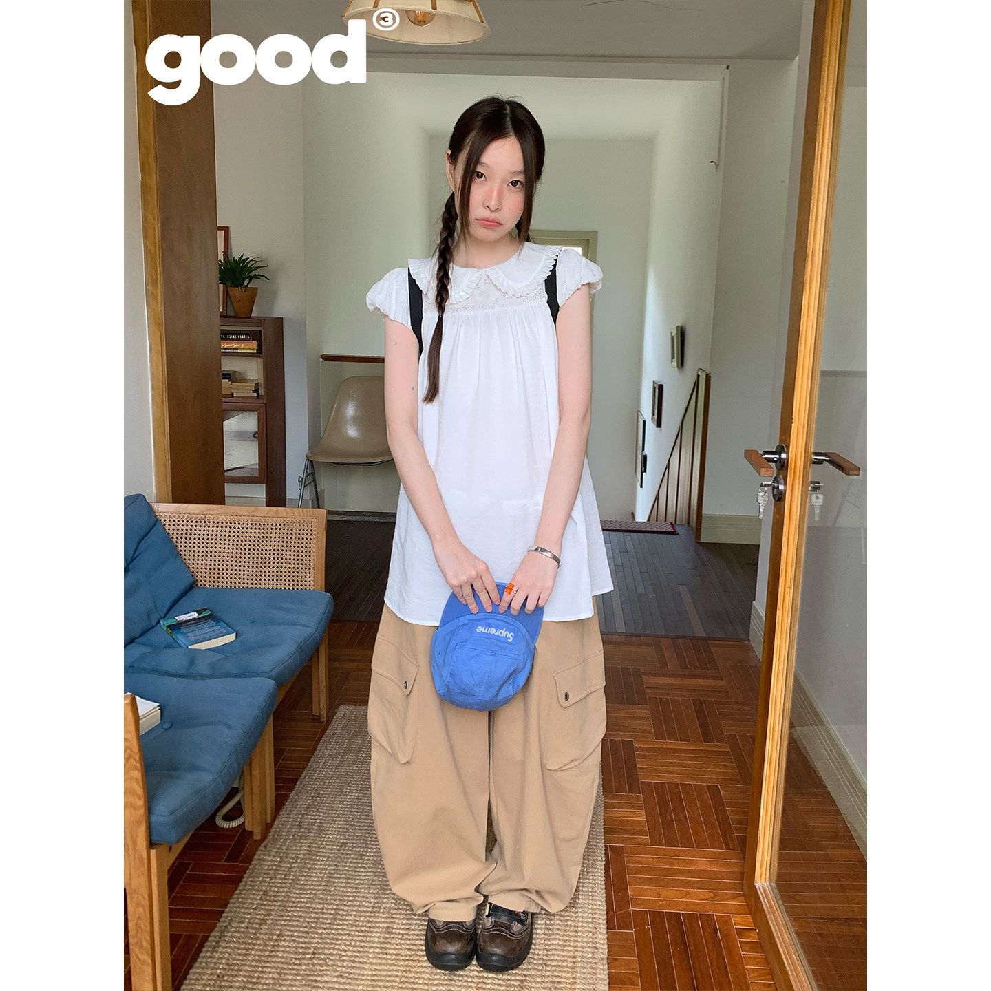 美好商店MeihaoStore「七分甜」白水邻家女孩纯白娃娃领连衣裙图片