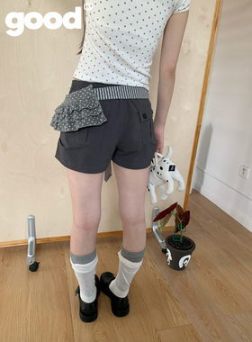 美好商店MeihaoStore「灰色跳跳糖」条纹波点屁帘腰带领带三合一