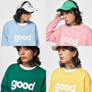 纯棉毛衣情侣款 美好商店MeihaoStore纯色基础good提花薄款 针织衫