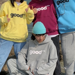 美好商店MeihaoStore印花good薄绒卫衣男连帽五色休闲情侣款 外套