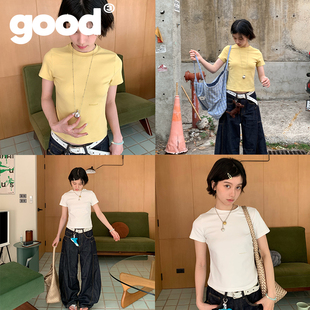 美好商店MeihaoStore基础双色发泡logo印花小板型短袖T恤