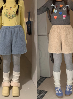 美好商店MeihaoStore多层次穿搭纯色性感毛茸茸短裤