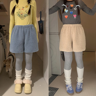 美好商店MeihaoStore多层次穿搭纯色性感毛茸茸短裤