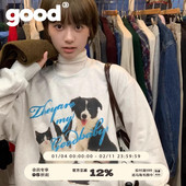 美好商店MeihaoStore黑白奶牛小动物们花灰色基础圆领卫衣