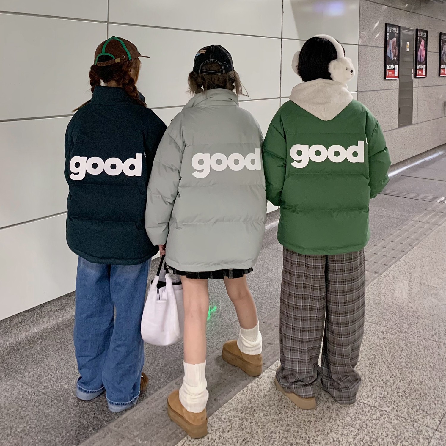 【五百推荐】美好商店MeihaoStore绿色good基础印花羽绒服