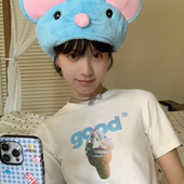 美好商店MeihaoStore可爱星星小熊冰淇淋小板型短袖 T恤