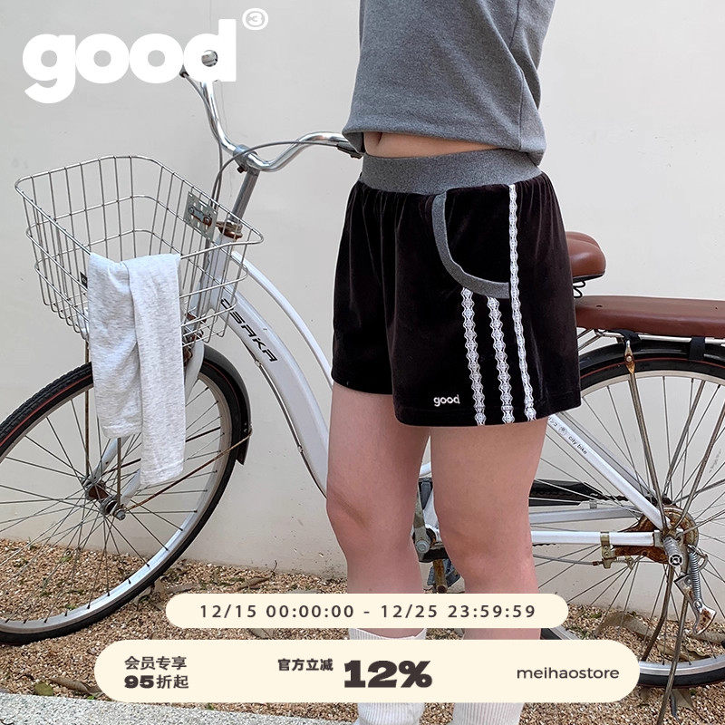 美好商店MeihaoStore运动女孩Blokette蕾丝花边条纹短裤