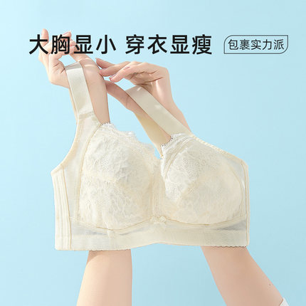 一家缘大胸显小胸内衣无钢圈胸罩全罩杯薄款收副乳聚拢防下垂文胸
