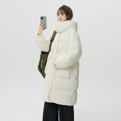 minette米白色羽绒服女连帽长款