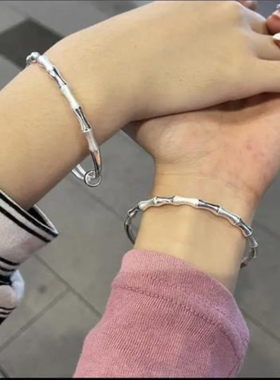 竹节手镯女年轻款竹报平安足手环送女友情人节生日礼物ins高级感