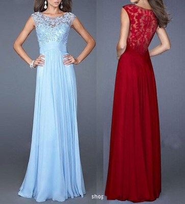 Women Long Chiffon Evening Party Dress Bridesmaid Prom Gown