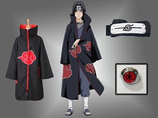 naruto uchiha itachi cosplay costume akatsuki ninja coat