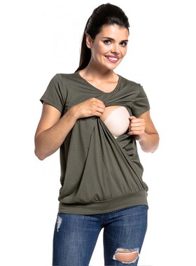 Nursing Top Maternity Breastfeeding Tee Short Sleeve T-Shirt