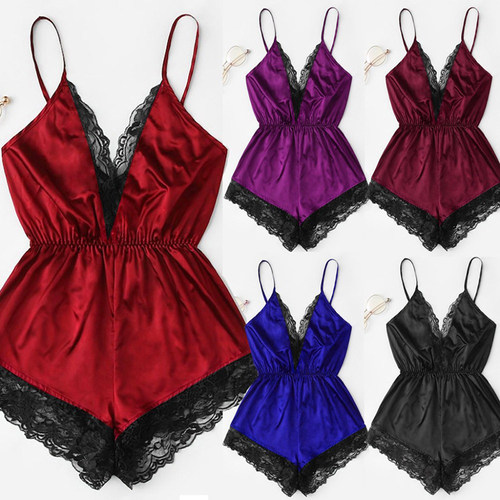 Fashion Women Summer  Sexy Lingerie Girl V Neck Pijamas