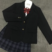 正统JK制服日本学生校服水手服秋冬宽松浓绀色西装 清仓