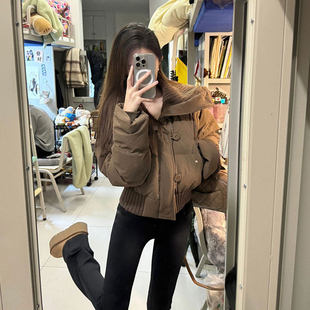 小个子翻领短款羽绒棉服女款冬季高级感超好看加厚面 面包服棉衣