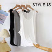 背心女夏季 莫代尔宽松大码 无袖 慵懒风配裹胸叠穿舞蹈跳舞居家上衣