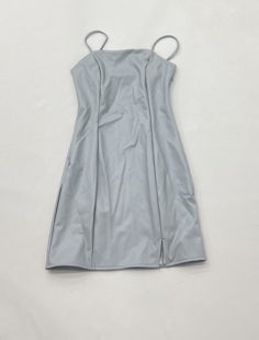 4.7 少量50件法单源货休闲PU吊带下摆开叉背心连衣裙女