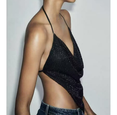 3.20源货欧美时尚百搭显瘦性感短款吊带露背背心女0.16KG