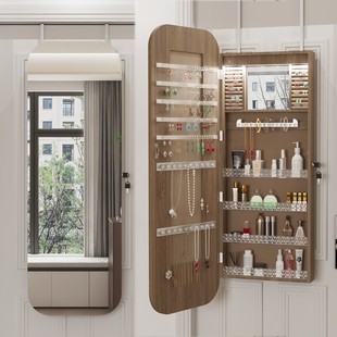 穿衣全身镜子壁挂收纳一体首饰柜家用带灯镜挂墙门女生卧室试衣镜