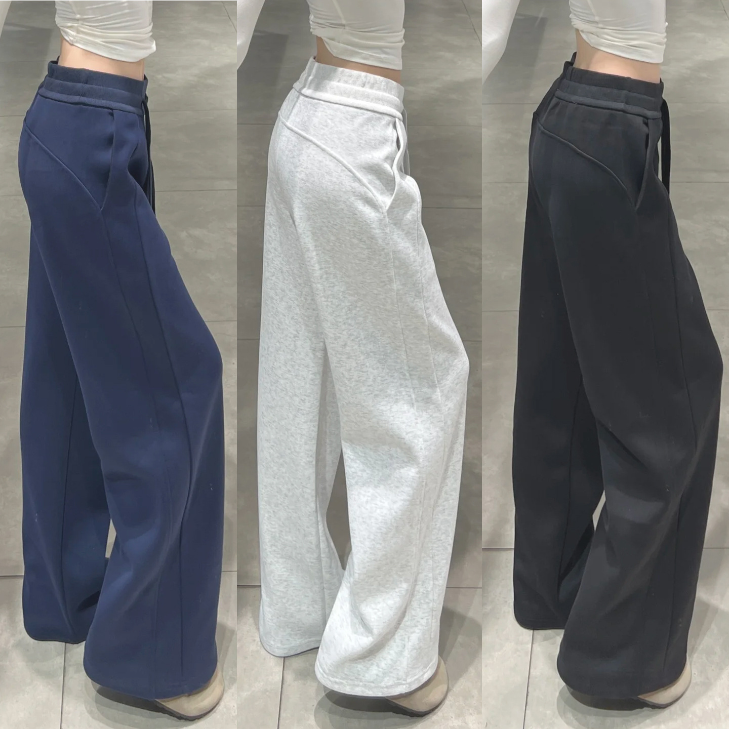 lulu美式窄版直筒裤女秋季2025新款高腰显瘦休闲阔腿加绒运动卫裤