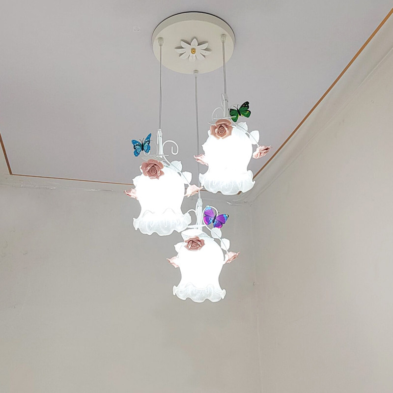 田园花草三头餐厅吊灯铁艺过道吧台灯饰简约个性温馨卧室玫瑰灯具,家装灯饰光源,餐厅吊灯,淘宝优惠券,粉丝福利购,淘宝优惠卷