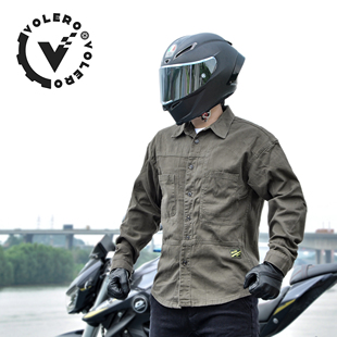 VOLERO 摩托车骑行夹克男款 复古休闲骑行衬衫摩托车骑行服防摔服