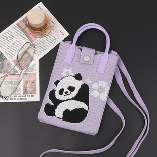 成都熊猫新款针织包包女生拎包编织手提包宽窄巷子手机包