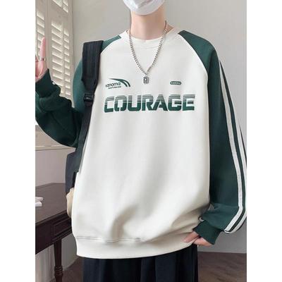 卫衣男款青少年2025新款春秋季圆领条纹无帽上衣高中初中学生秋装