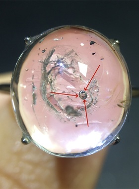 天然水晶活跃水胆流沙蛋面戒指