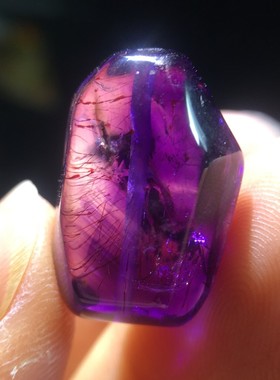 情侣超七紫发晶水胆随形吊坠手链