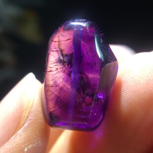 超七紫发晶水晶原石打磨随形闪灵吊坠手链DIY配件一物一图情侣款