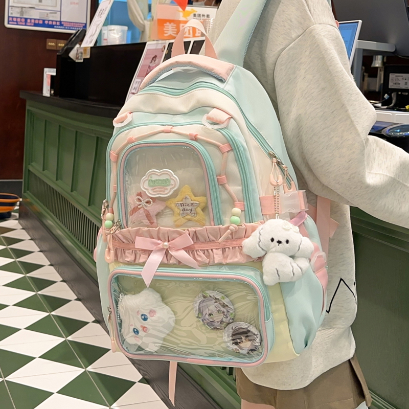 儿童书包女小学生初中色背包