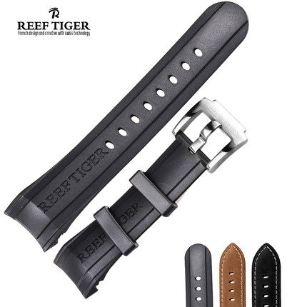 Reef Tiger/瑞夫泰格手表机械表原装天然橡胶皮带腕表带配件正品