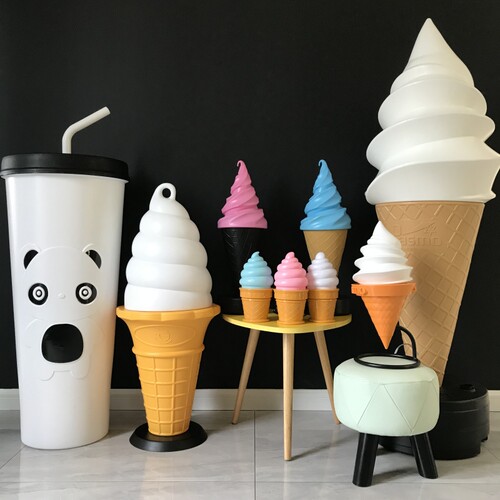 蒂姆超大冰激凌模型/奶茶饮品模具/七彩变色仿真冰淇淋甜筒灯箱 - 封面