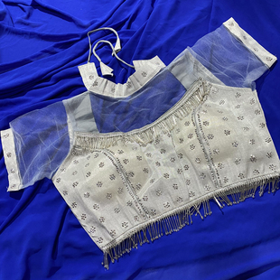 印度纱丽搭配银钻短上衣肚皮舞印度舞旅拍演出敦煌舞银色