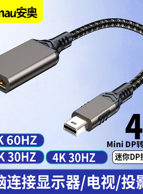 Mini DP转HDMI母转接线4K30Hz高清线 2K/1080P240Hz/60hz 120HZ视频连接线笔记本台式电脑接电视显示器投影仪