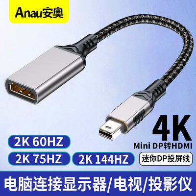 Mini DP转HDMI母转接线4K30Hz高清线 2K/1080P144Hz/160hz120HZ视频连接线笔记本台式电脑接电视显示器投影仪