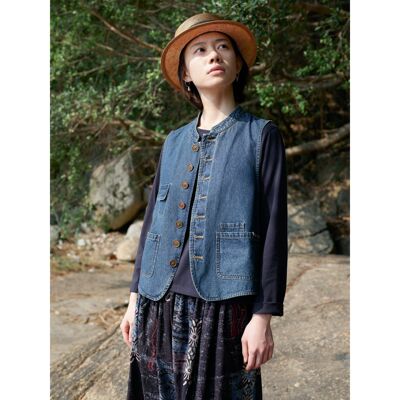 2026秋季新款牛仔多袋立领马甲女小个子精致宽松百搭外搭背心上衣