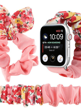 适用AppleWatch6SE10大肠发圈表带苹果手表789代45个性单圈弹力女
