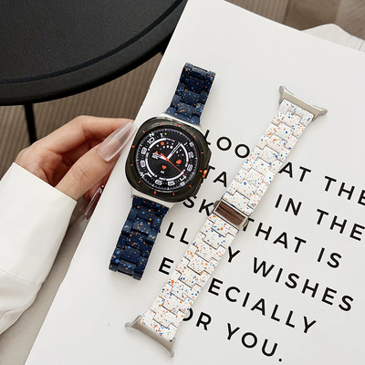 适用三星手表Galaxy watch7ultra2025三珠表带47mm中国风彩点腕带