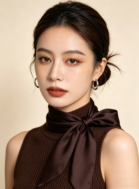 2026新款纯色咖色100%桑蚕丝真丝丝巾百搭装饰领巾围巾夏季方巾女