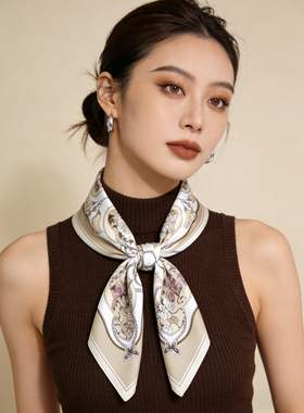 真丝方巾女100%桑蚕丝65cm双绉素色简约百搭空姐职业衬衫领巾丝巾