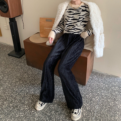 Real price ~ loose, high waist and drape feeling pleated velvet wide leg pants women's pleated straight tube floor long pants